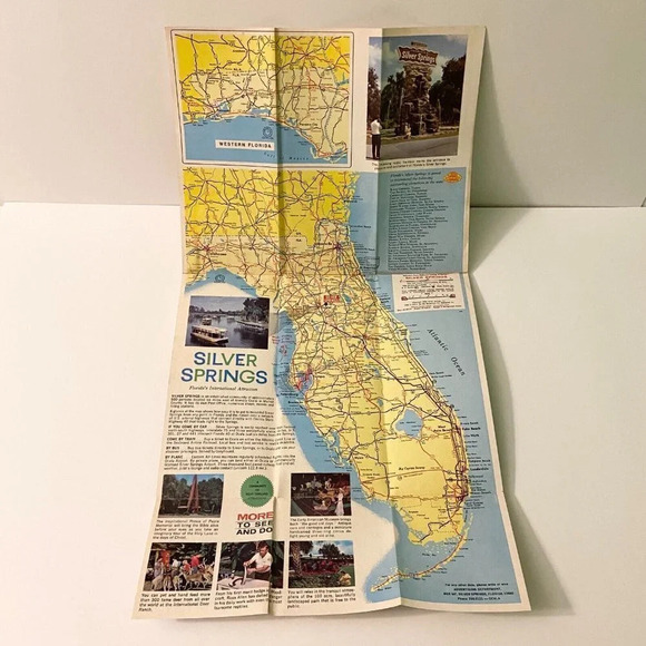 Vintage 1965 Florida Silver Springs Brochure Pamphlet Souvenir with Map - Picture 3 of 13